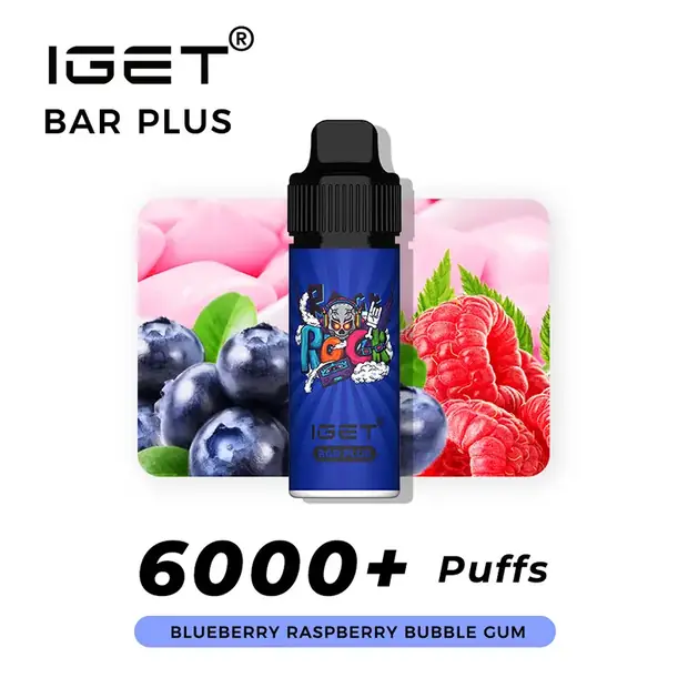 BLUEBERRY RASPBERRY BUBBLE GUM ?C IGET BAR PLUS 6000 PUFFS